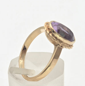 Vintage: 9ct Gold Bezel Set Lilac Amethyst Solitaire Ring- From 1972