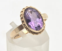 Load image into Gallery viewer, Vintage: 9ct Gold Bezel Set Lilac Amethyst Solitaire Ring- From 1972
