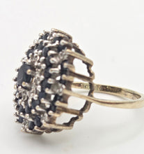 Load image into Gallery viewer, Vintage Statement 30 Blue Sapphires Diamonds Cocktail Cluster Ring
