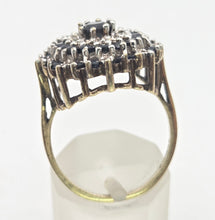 Load image into Gallery viewer, Vintage Statement 30 Blue Sapphires Diamonds Cocktail Cluster Ring
