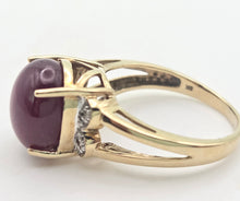 Load image into Gallery viewer, Vintage: 9ct Gold  Rare Purple Star Sapphire Natural Diamonds Cocktail Ring
