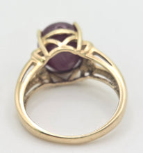 Load image into Gallery viewer, Vintage: 9ct Gold  Rare Purple Star Sapphire Natural Diamonds Cocktail Ring
