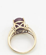 Load image into Gallery viewer, Vintage: 9ct Gold  Rare Purple Star Sapphire Natural Diamonds Cocktail Ring
