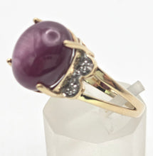 Load image into Gallery viewer, Vintage: 9ct Gold  Rare Purple Star Sapphire Natural Diamonds Cocktail Ring
