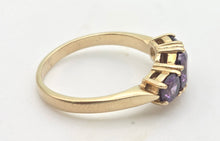 Load image into Gallery viewer, Vintage: 9ct Gold Purple Amethyst Trilogy Dress/Stacker Ring

