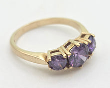 Load image into Gallery viewer, Vintage: 9ct Gold Purple Amethyst Trilogy Dress/Stacker Ring
