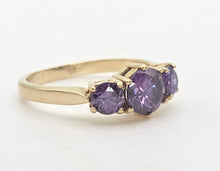 Load image into Gallery viewer, Vintage: 9ct Gold Purple Amethyst Trilogy Dress/Stacker Ring
