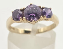 Load image into Gallery viewer, Vintage: 9ct Gold Purple Amethyst Trilogy Dress/Stacker Ring
