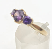 Load image into Gallery viewer, Vintage: 9ct Gold Purple Amethyst Trilogy Dress/Stacker Ring
