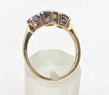 Load image into Gallery viewer, Vintage: 9ct Gold Purple Amethyst Trilogy Dress/Stacker Ring
