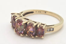Load image into Gallery viewer, Vintage: 9ct Gold 5 Caribbean Topaz Diamonds Half-Hoop Dress Ring
