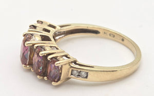 Vintage: 9ct Gold 5 Caribbean Topaz Diamonds Half-Hoop Dress Ring