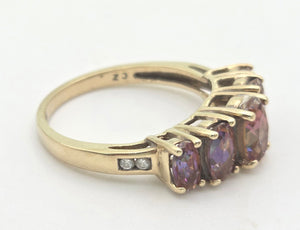 Vintage: 9ct Gold 5 Caribbean Topaz Diamonds Half-Hoop Dress Ring
