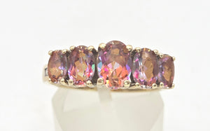 Vintage: 9ct Gold 5 Caribbean Topaz Diamonds Half-Hoop Dress Ring