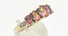 Load image into Gallery viewer, Vintage: 9ct Gold 5 Caribbean Topaz Diamonds Half-Hoop Dress Ring
