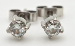 1060 Vintage; 18ct White Gold Round Full Cut Diamonds {0.41ct)  Solitaire Stud Earrings