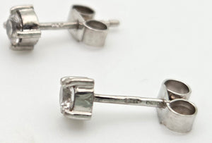 1060 Vintage; 18ct White Gold Round Full Cut Diamonds {0.41ct)  Solitaire Stud Earrings