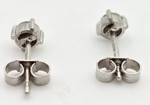 1060 Vintage; 18ct White Gold Round Full Cut Diamonds {0.41ct)  Solitaire Stud Earrings