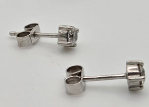 1060 Vintage; 18ct White Gold Round Full Cut Diamonds {0.41ct)  Solitaire Stud Earrings