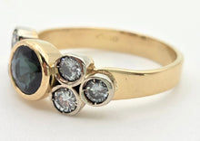 Load image into Gallery viewer, Vintage; 18ct Gold Blue Sapphire Natural Diamonds (0.68ct) Trefoil Set ring
