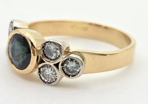 Vintage; 18ct Gold Blue Sapphire Natural Diamonds (0.68ct) Trefoil Set ring