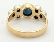 Load image into Gallery viewer, Vintage; 18ct Gold Blue Sapphire Natural Diamonds (0.68ct) Trefoil Set ring
