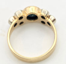 Load image into Gallery viewer, Vintage; 18ct Gold Blue Sapphire Natural Diamonds (0.68ct) Trefoil Set ring
