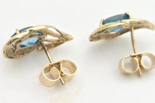 Load image into Gallery viewer, 2044 Vintage: 9ct Gold Swiss Blue Topaz Stud Earrings
