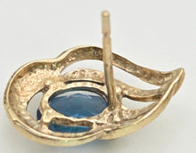 Load image into Gallery viewer, 2044 Vintage: 9ct Gold Swiss Blue Topaz Stud Earrings
