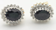 Load image into Gallery viewer, Vintage: 9ct Gold French Blue Sapphires 36 Natural Diamonds Stud Earrings

