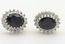 Load image into Gallery viewer, Vintage: 9ct Gold French Blue Sapphires 36 Natural Diamonds Stud Earrings
