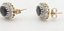 Load image into Gallery viewer, Vintage: 9ct Gold French Blue Sapphires 36 Natural Diamonds Stud Earrings
