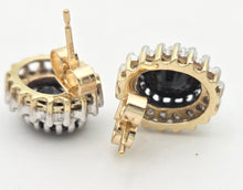 Load image into Gallery viewer, Vintage: 9ct Gold French Blue Sapphires 36 Natural Diamonds Stud Earrings
