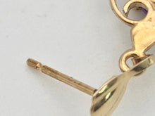 Cargar imagen en el visor de la galería, 2067 Vintage: 9ct Gold Purple Amethysts Drop/Dangle Stud Earrings
