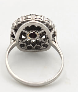 2137 Vintage; 18ct White Gold Ruby Natural Sparkling Diamonds (2.75ct) Cluster Ring- Extraordinary