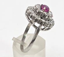 Cargar imagen en el visor de la galería, 2137 Vintage; 18ct White Gold Ruby Natural Sparkling Diamonds (2.75ct) Cluster Ring- Extraordinary
