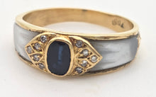 Load image into Gallery viewer, 1669 Vintage: 18ct Gold Blue Sapphire. Mother of Pearl Natural Diamonds Ring
