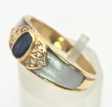 Load image into Gallery viewer, 1669 Vintage: 18ct Gold Blue Sapphire. Mother of Pearl Natural Diamonds Ring
