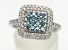 Cargar imagen en el visor de la galería, 2117 Vintage: 9ct White Gold Blue &amp; White Natural Diamonds Encrusted ring
