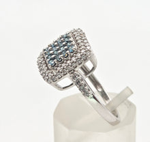 Cargar imagen en el visor de la galería, 2117 Vintage: 9ct White Gold Blue &amp; White Natural Diamonds Encrusted ring
