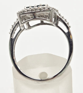 2117 Vintage: 9ct White Gold Blue & White Natural Diamonds Encrusted ring