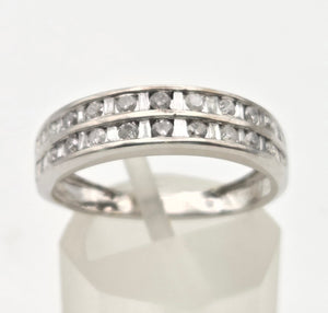2122 Vintage: 9ct White Gold 22 Natural Diamonds Tiered Stacker/ Dress Ring