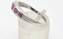 Cargar imagen en el visor de la galería, 2164 Vintage 9ct White Gold Rubies Natural Diamonds Stacker Ring
