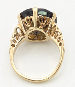 2331 Vintage: 9ct Gold Large Cognac Smokey Quartz Ring- From 1972- Statement