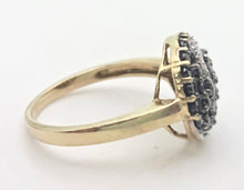 Cargar imagen en el visor de la galería, 2222 Vintage: 9ct Gold Black &amp; White Natural Diamonds &quot;Swirl&quot; Cocktail Ring
