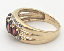 Load image into Gallery viewer, 2225 Vintage: 9ct Gold Garnets Natural Diamonds Tiered Dress ring
