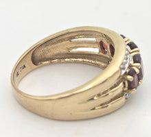 Load image into Gallery viewer, 2225 Vintage: 9ct Gold Garnets Natural Diamonds Tiered Dress ring

