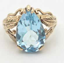 Load image into Gallery viewer, Vintage: Statement 9ct Gold Pear-Cut Swiss Blue Topaz Cocktail Ring
