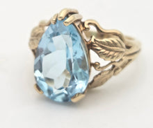 Load image into Gallery viewer, Vintage: Statement 9ct Gold Pear-Cut Swiss Blue Topaz Cocktail Ring
