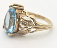 Load image into Gallery viewer, Vintage: Statement 9ct Gold Pear-Cut Swiss Blue Topaz Cocktail Ring
